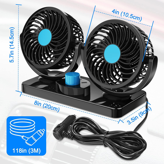 Ventilador Doble Para Coche De 360