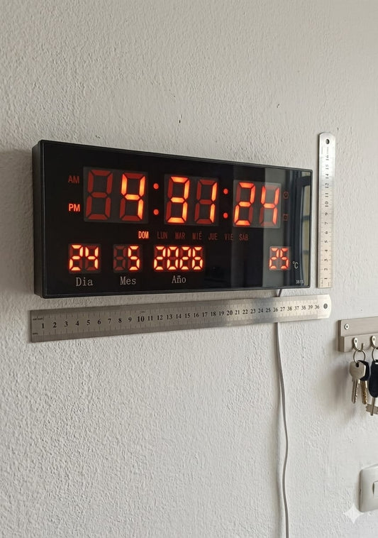 Reloj Digital De Pared Grande Led Alarma