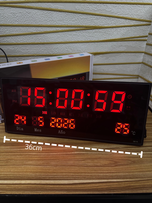 Reloj Digital De Pared Grande Led Alarma