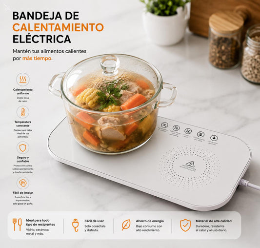 Bandeja Calentadora Blanca 2 Espacios