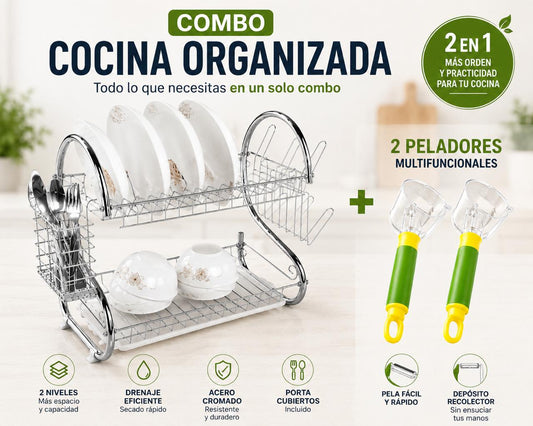 Escurridor Platos 2 Niveles Y 2 Pelador